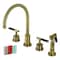Kingston Brass KS8723CKLBS Widespread Kitchen Faucet with Brass Sprayer, Antique Brass KS8723CKLBS - alternate 1